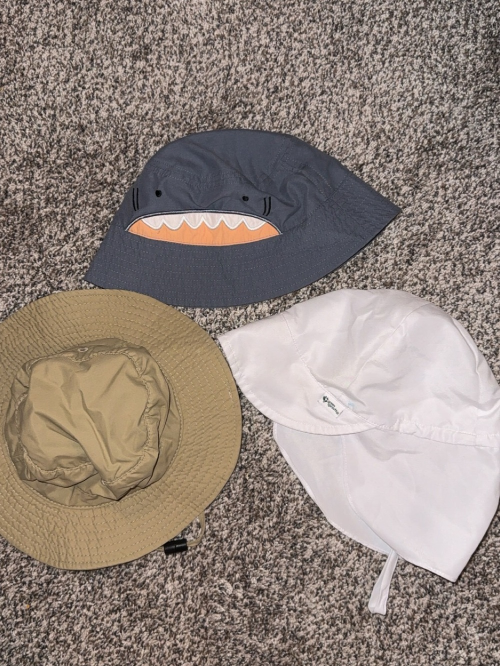 Kids 3-Pack Sun Hat Bundle — Navy Shark, Khaki, and White